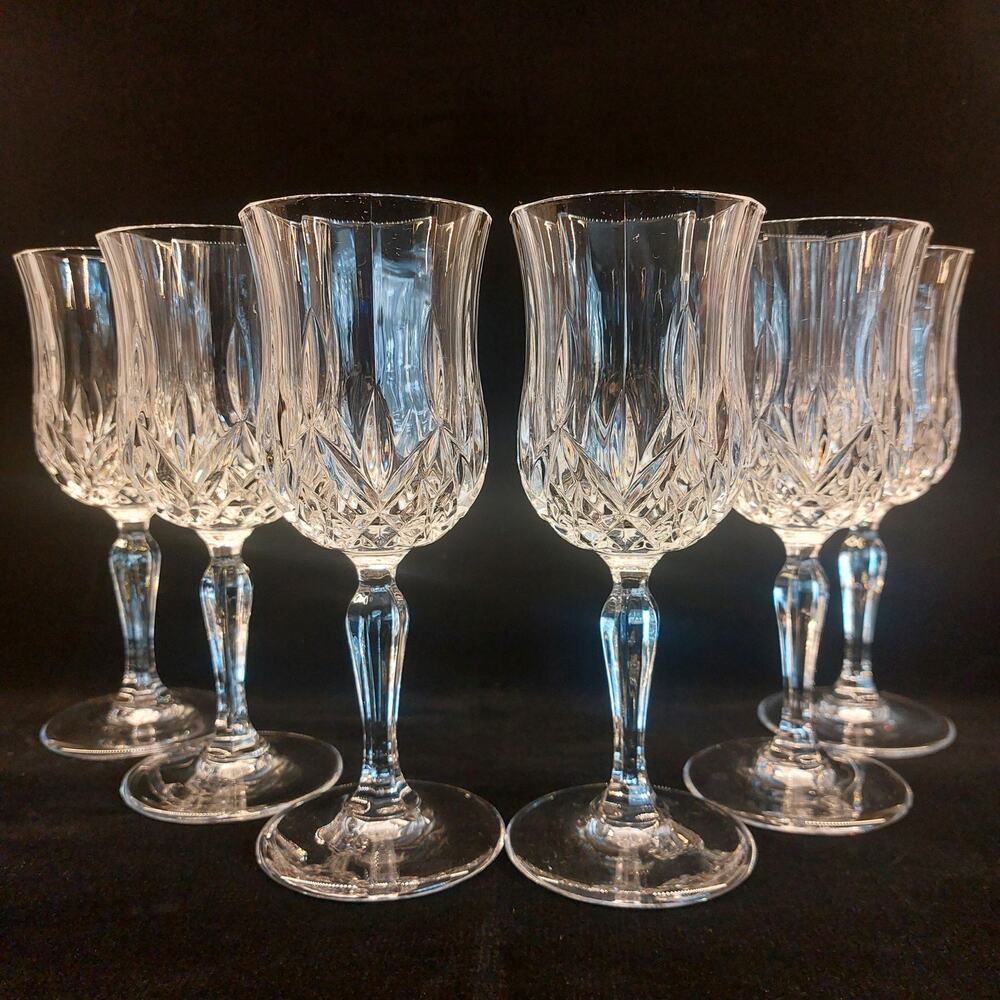 Vintage RCR Royal Crystal Rock Italian Crystal Wine Glasses Set of 6